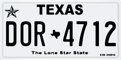 TX license plate DOR4712