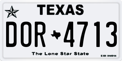 TX license plate DOR4713
