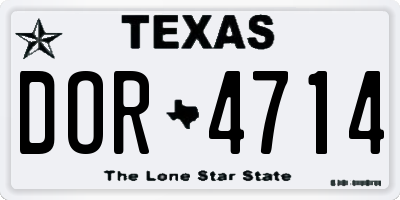 TX license plate DOR4714