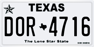 TX license plate DOR4716