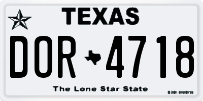 TX license plate DOR4718