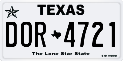 TX license plate DOR4721