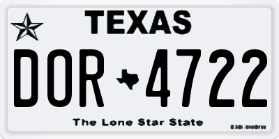 TX license plate DOR4722