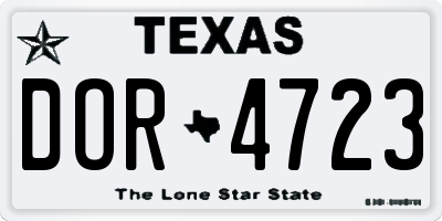 TX license plate DOR4723
