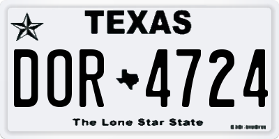 TX license plate DOR4724