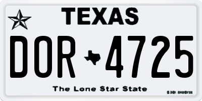 TX license plate DOR4725