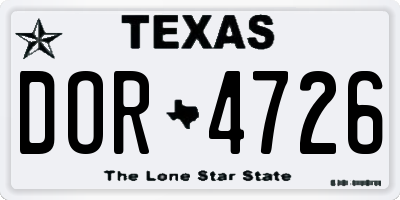 TX license plate DOR4726
