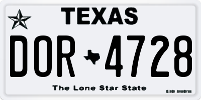 TX license plate DOR4728