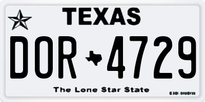 TX license plate DOR4729