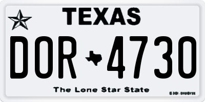 TX license plate DOR4730