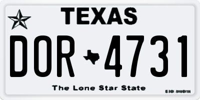 TX license plate DOR4731