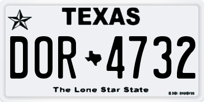 TX license plate DOR4732