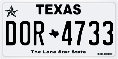 TX license plate DOR4733