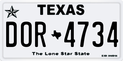 TX license plate DOR4734