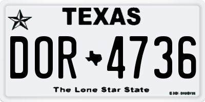 TX license plate DOR4736