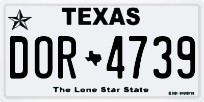 TX license plate DOR4739