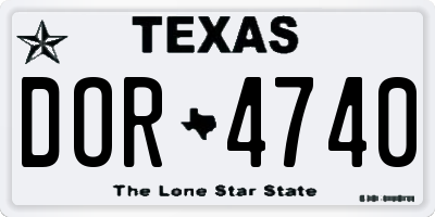 TX license plate DOR4740