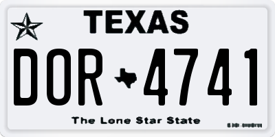 TX license plate DOR4741