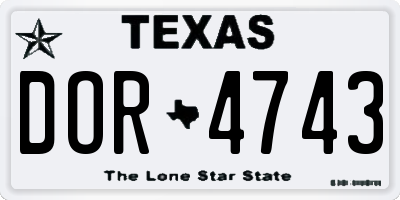TX license plate DOR4743