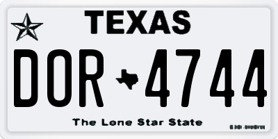 TX license plate DOR4744