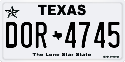 TX license plate DOR4745