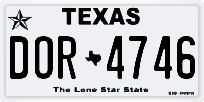 TX license plate DOR4746