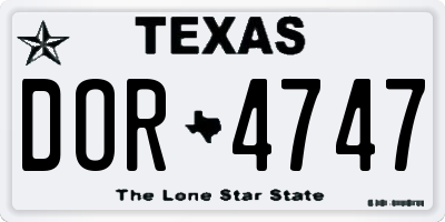 TX license plate DOR4747