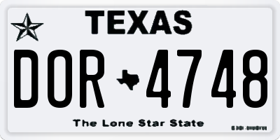 TX license plate DOR4748
