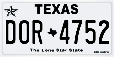 TX license plate DOR4752