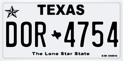 TX license plate DOR4754