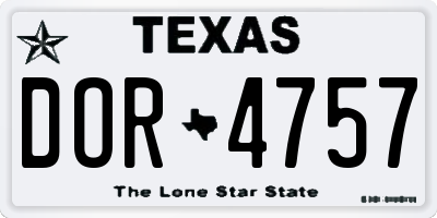 TX license plate DOR4757
