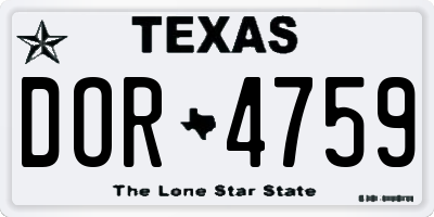 TX license plate DOR4759