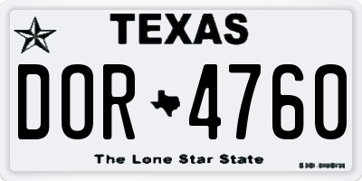 TX license plate DOR4760