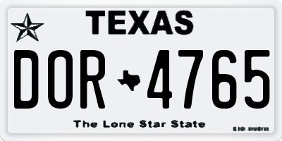 TX license plate DOR4765