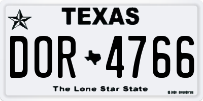 TX license plate DOR4766