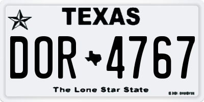 TX license plate DOR4767