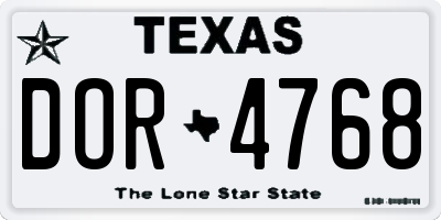 TX license plate DOR4768