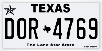 TX license plate DOR4769