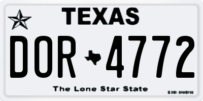 TX license plate DOR4772