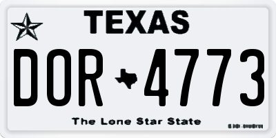 TX license plate DOR4773