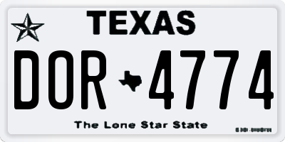 TX license plate DOR4774