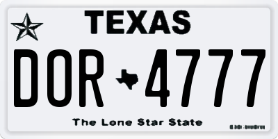 TX license plate DOR4777
