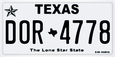 TX license plate DOR4778