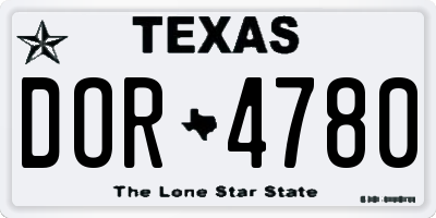 TX license plate DOR4780