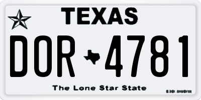 TX license plate DOR4781
