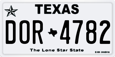 TX license plate DOR4782