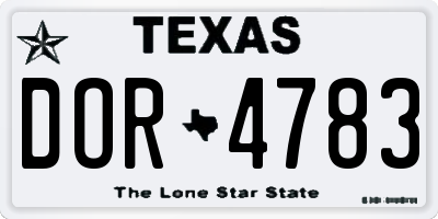 TX license plate DOR4783
