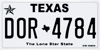 TX license plate DOR4784