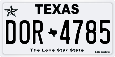 TX license plate DOR4785