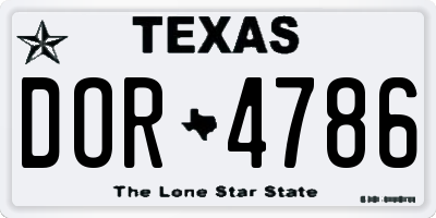 TX license plate DOR4786
